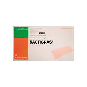 Smith & Nephew Bactigras Gasa Parafinada con Clorhexidina Estéril de 10 X 40 CM